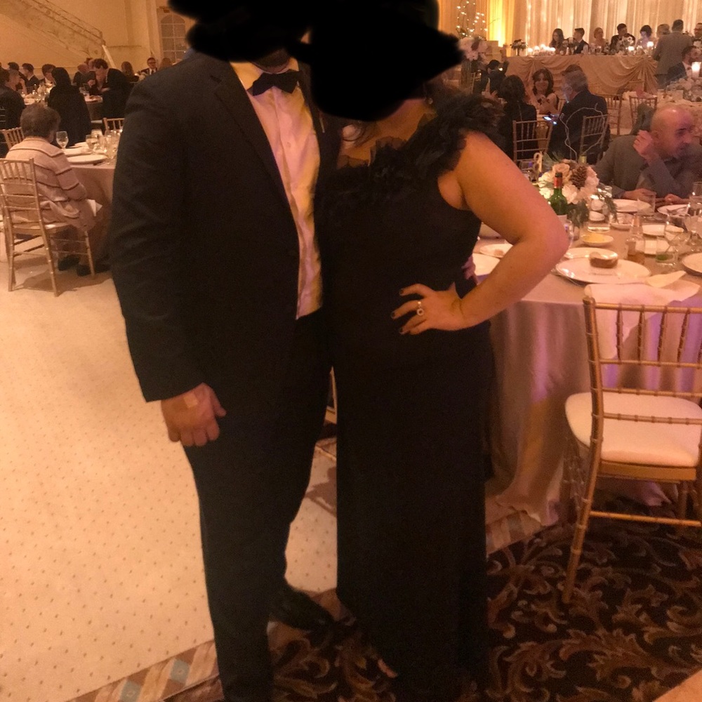 Beautiful one shoulder black gown. Classic and elegant.